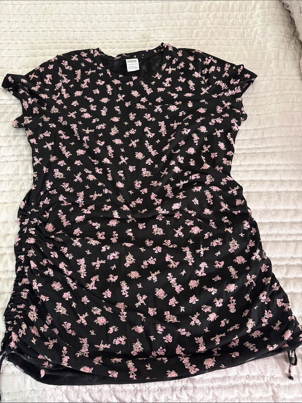 Victoria's Secret Black Mini Dress with Pink Floral Print